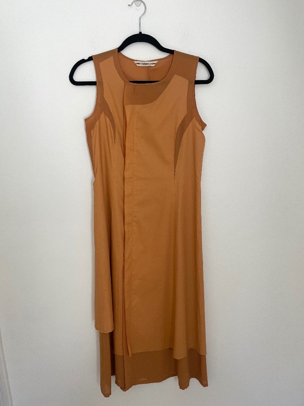 Nobu Nakano Japan Sleeveless Midi Dress Beige Orange, Avant Garde Lagenlook Sz S